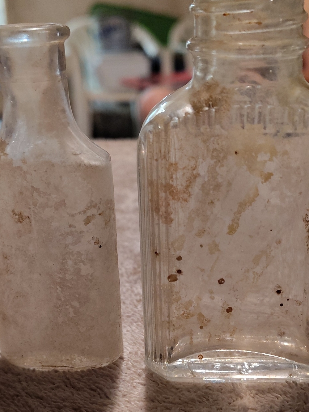 Clear Glass Decorative Bottles - Set of 2